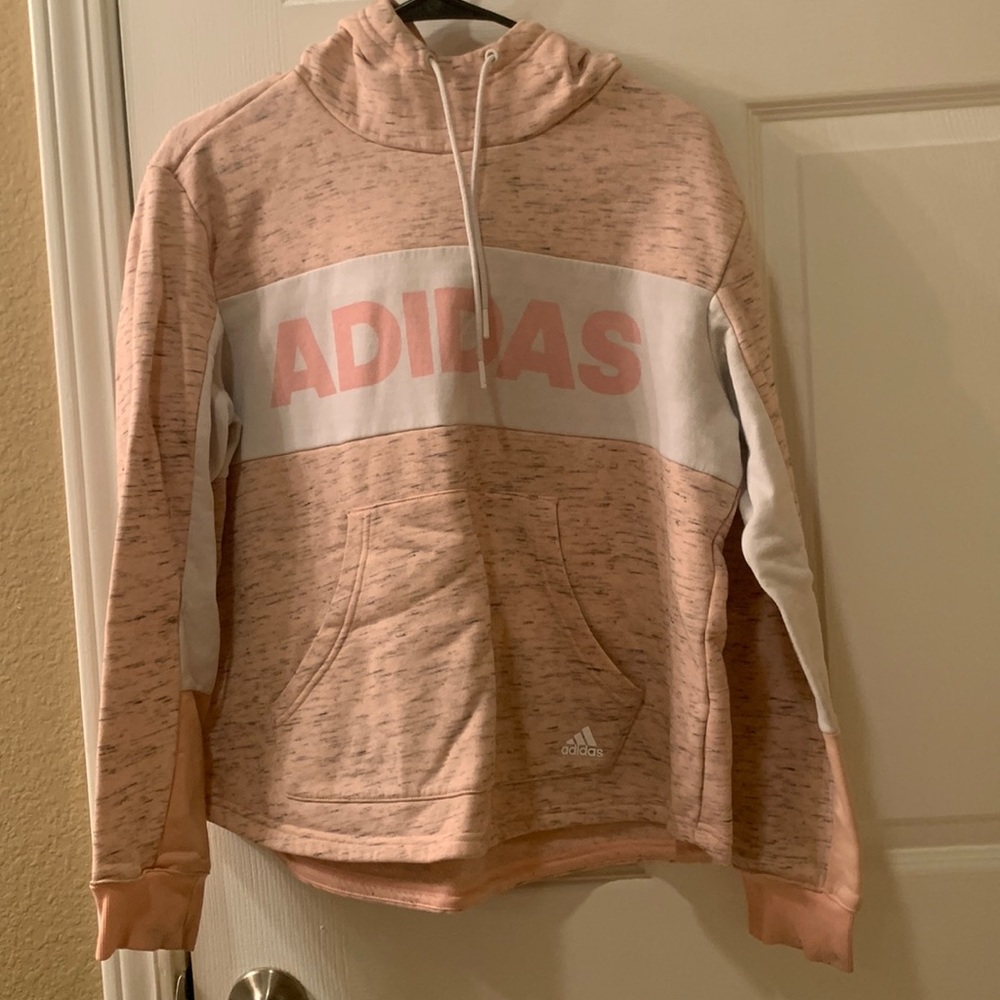 Adidas light pink hoodie. Worn a few times.